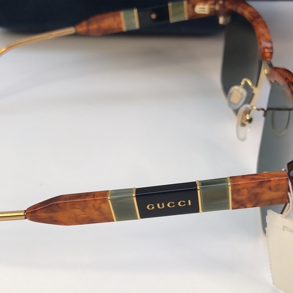 💯 - New Authentic Gucci Havana Plastic/Metal Square Sunglasses Unisex GG0603… - Picture 4 of 12